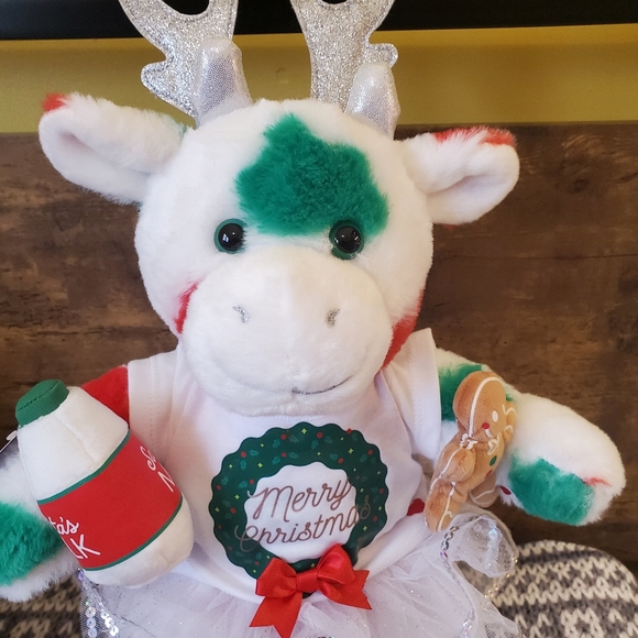 Build A Bear Christmas Holiday Mooey Cow with Outfit and Cookies & Milk - Picture 4 of 5